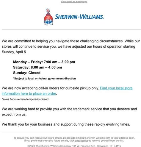 hours for sherwin williams|sherwin williams hours of operation.